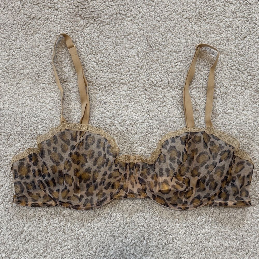 ERES Made in France Unlined Mesh Bra Leopard Print 36C